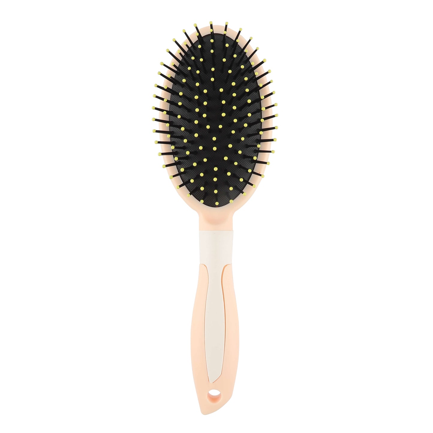 Cream-colored hair brush – front view showing soft bristles and ergonomic shape.