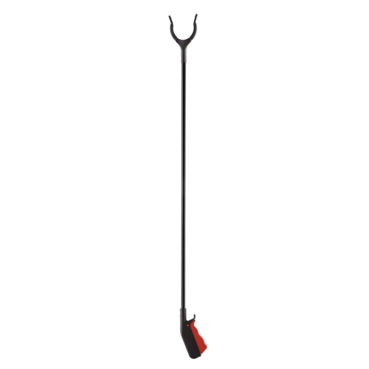 Full-length view of a 97cm trash picker with red grip handle.