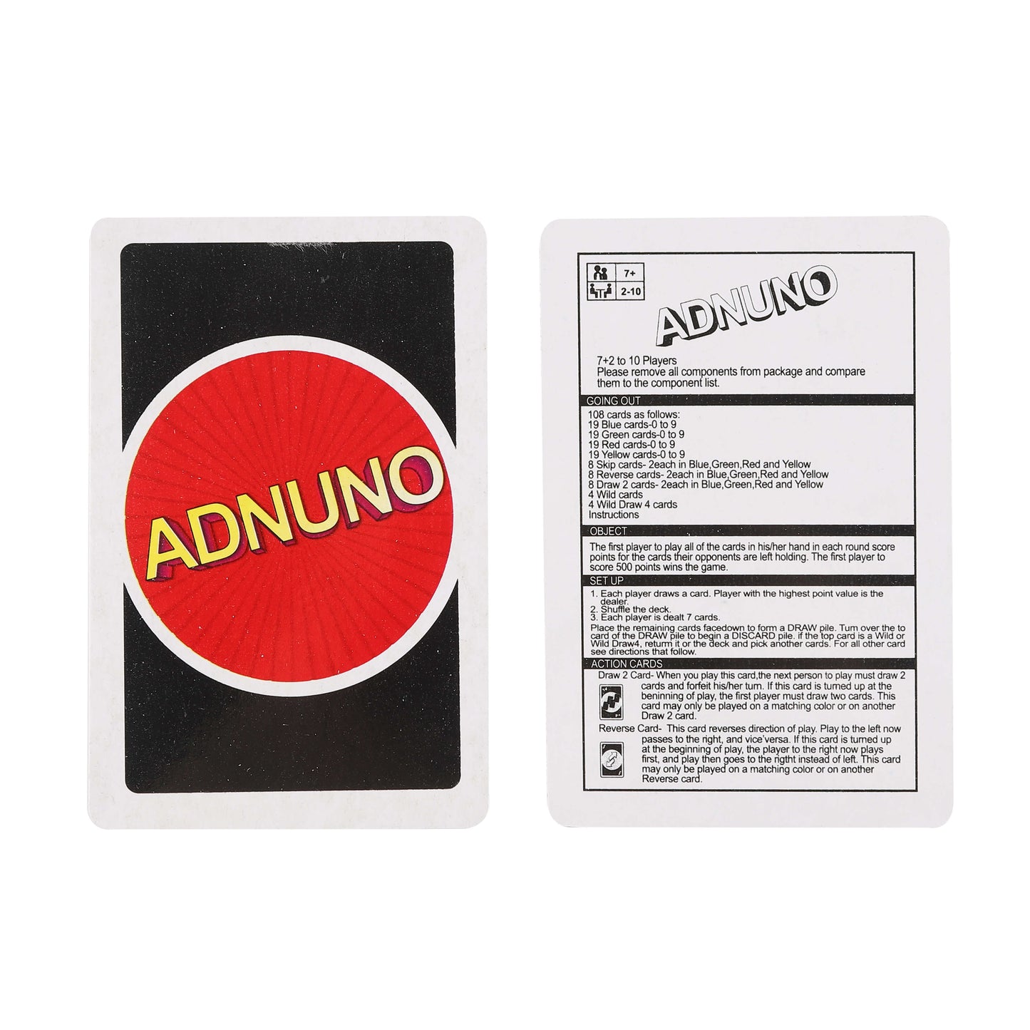 Two stacked ADNUNO decks, one with logo side visible.