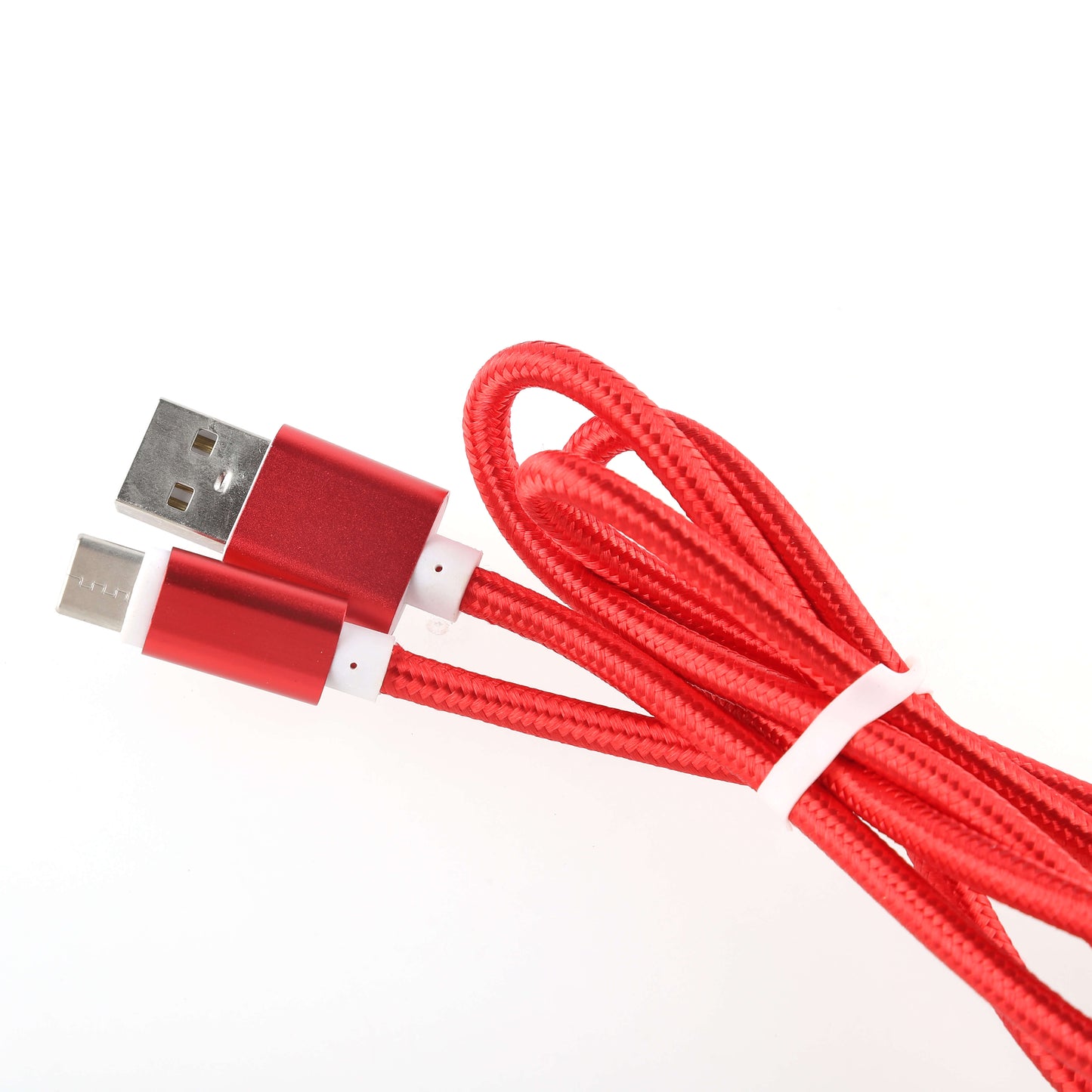 1-meter red USB Type-C fast charging cable coiled neatly.