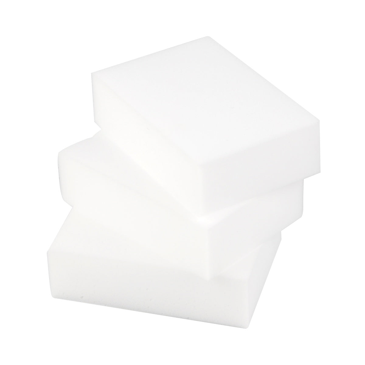 Stack of three rectangular nano sponges for household cleaning.
