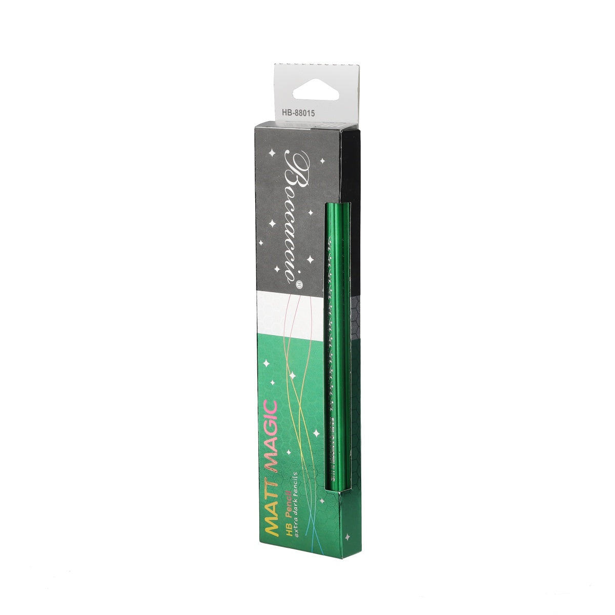 Green packaging for 12 HB pencils, suitable for school or office.