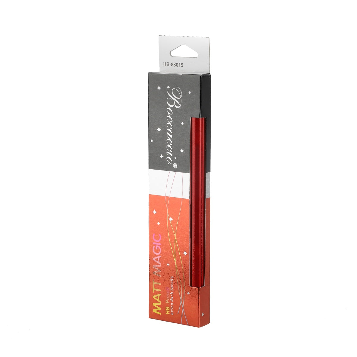 Red pencil box containing 12 smooth-writing HB pencils.
