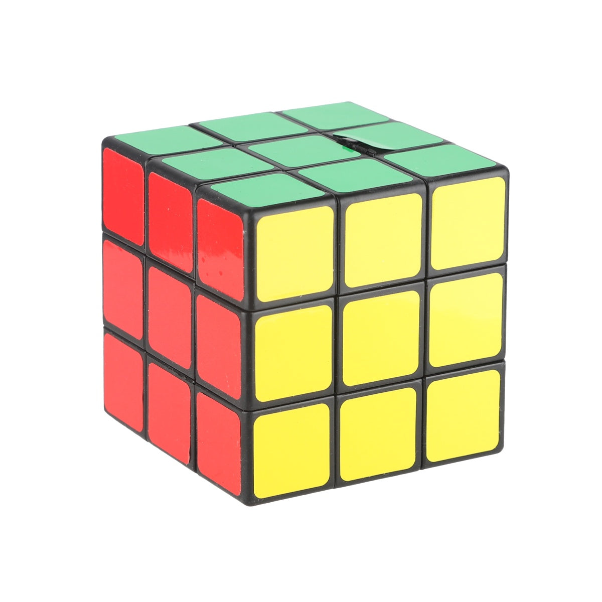 Classic 3x3 magic cube with red, green, and yellow color faces.