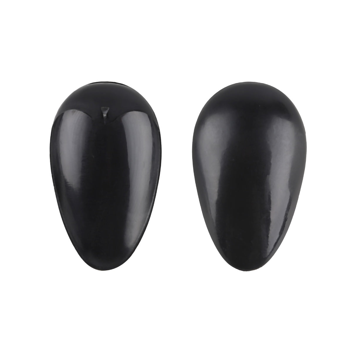 Pair of black plastic ear covers for hair dye protection.