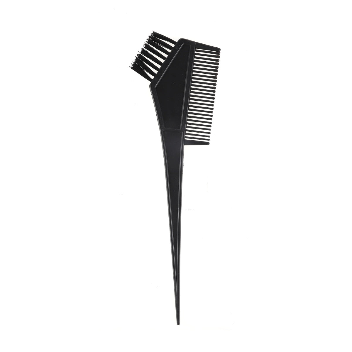 Black hair dye brush with pointed tail for sectioning and precision.