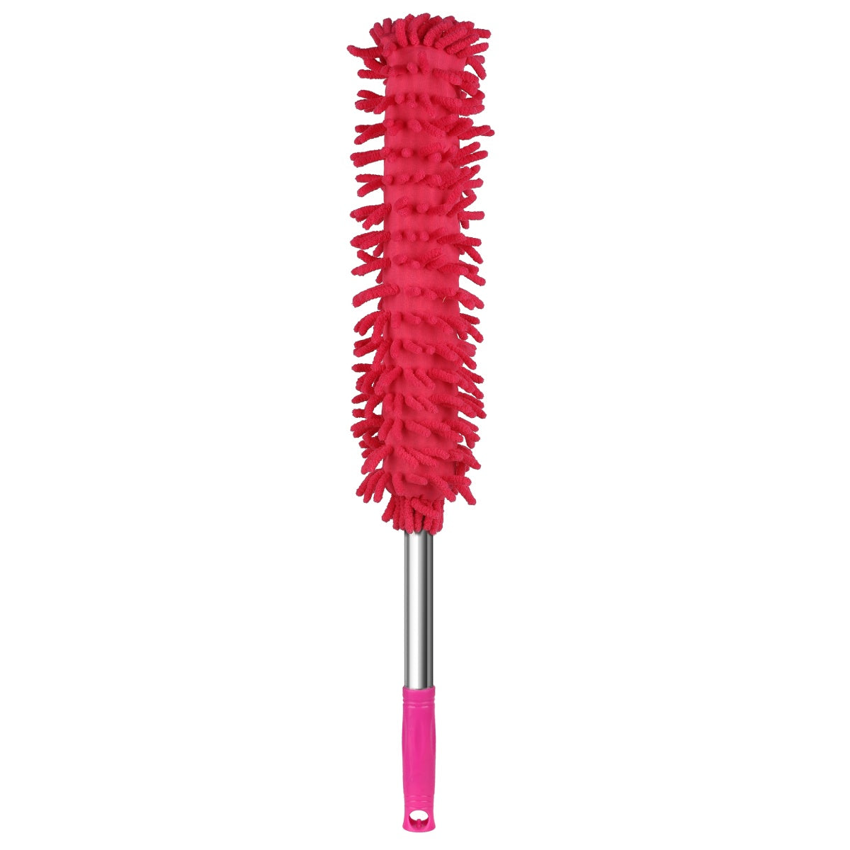 Bright red microfiber duster with ergonomic grip.