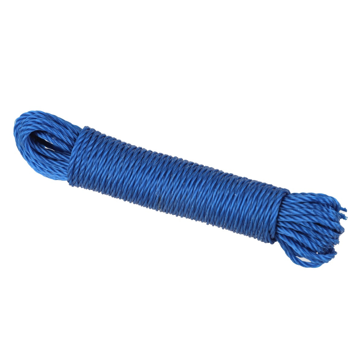 Coiled blue 10m utility rope for household or outdoor use.
