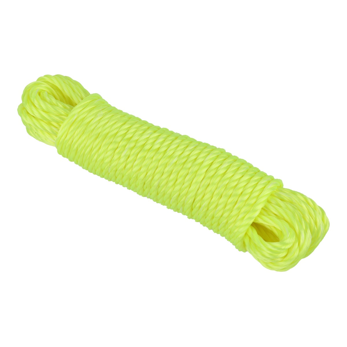 Neon green utility rope, 10 meters in length, lightweight and durable.