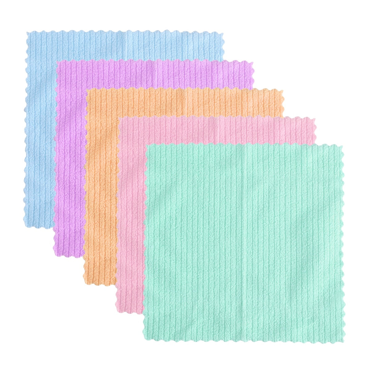 Colorful stack of microfiber towels for cleaning.