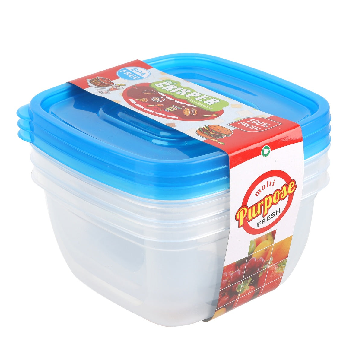 Blue food saver containers with fresh-lock lids.