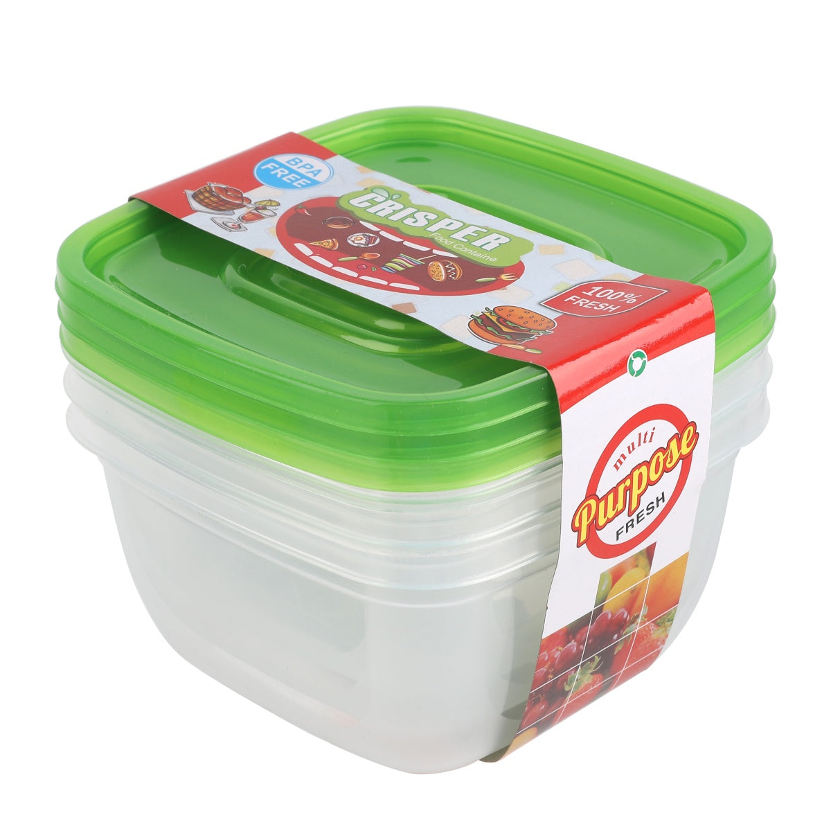 Green food saver containers with fresh-lock lids.